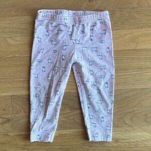 Striped Pink Baby Leggings with Cat Print